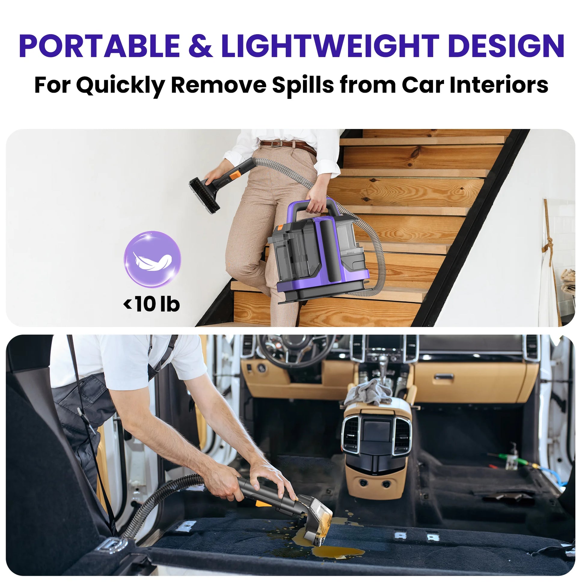 Upholstery Carpet Cleaner, Portable Spot Stain Cleaner - Includes 8.5Oz Deep Clean Pro Formula