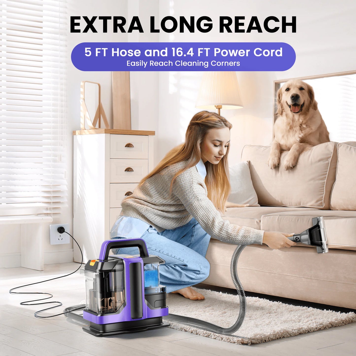 Upholstery Carpet Cleaner, Portable Spot Stain Cleaner - Includes 8.5Oz Deep Clean Pro Formula